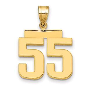 14k Yellow Gold, Athletic Collection Medium Polished Number 55 Pendant